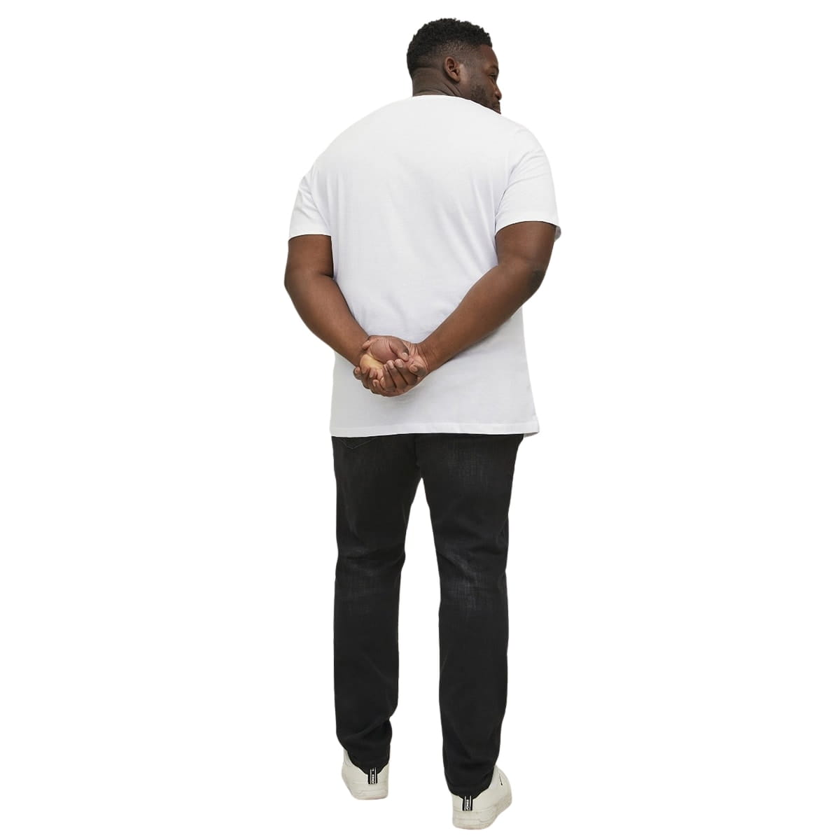 Duża męska koszulka z nadrukiem t-shirt z napisami Jack &amp; Jones 12158505 biały