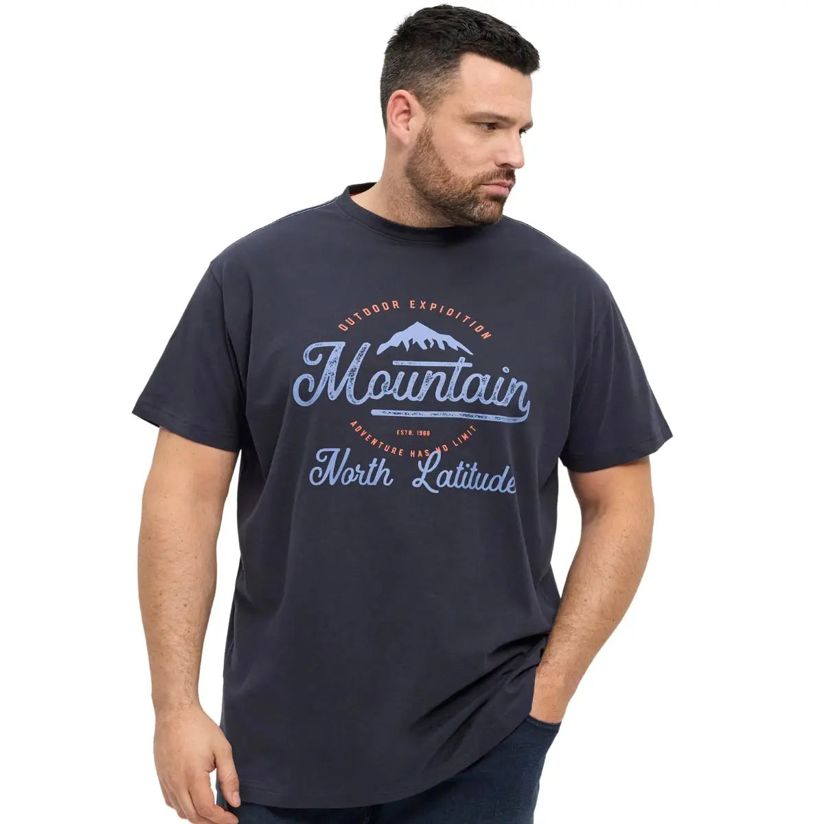 Duży męski t-shirt z nadrukiem koszulka z krótkim rękawem North Latitude 53105-0581 granatowa