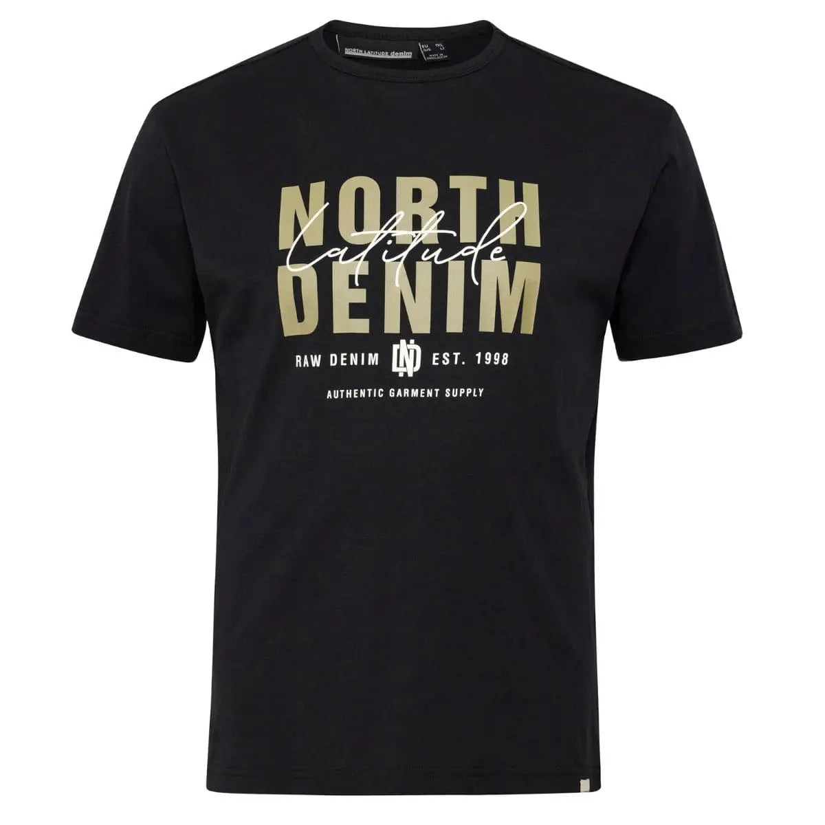 Duży męski t-shirt z nadrukiem koszulka z krótkim rękawem North Latitude 99335-0099 czarna