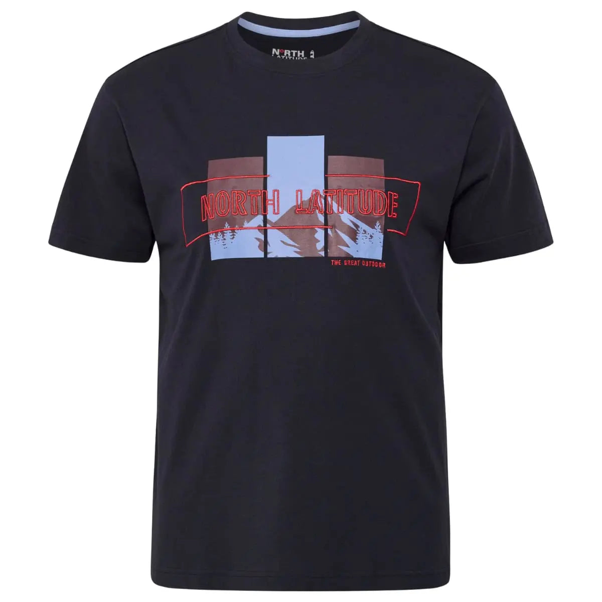 Duży męski t-shirt z nadrukiem koszulka z krótkim rękawem North Latitude  53112-0581 granatowa