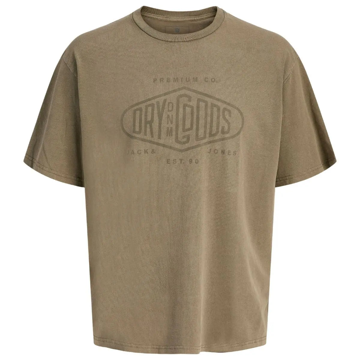 Duży męski t-shirt  koszulka z nadrukiem krótkim rękawem Jack &amp; Jones 12288204 khaki
