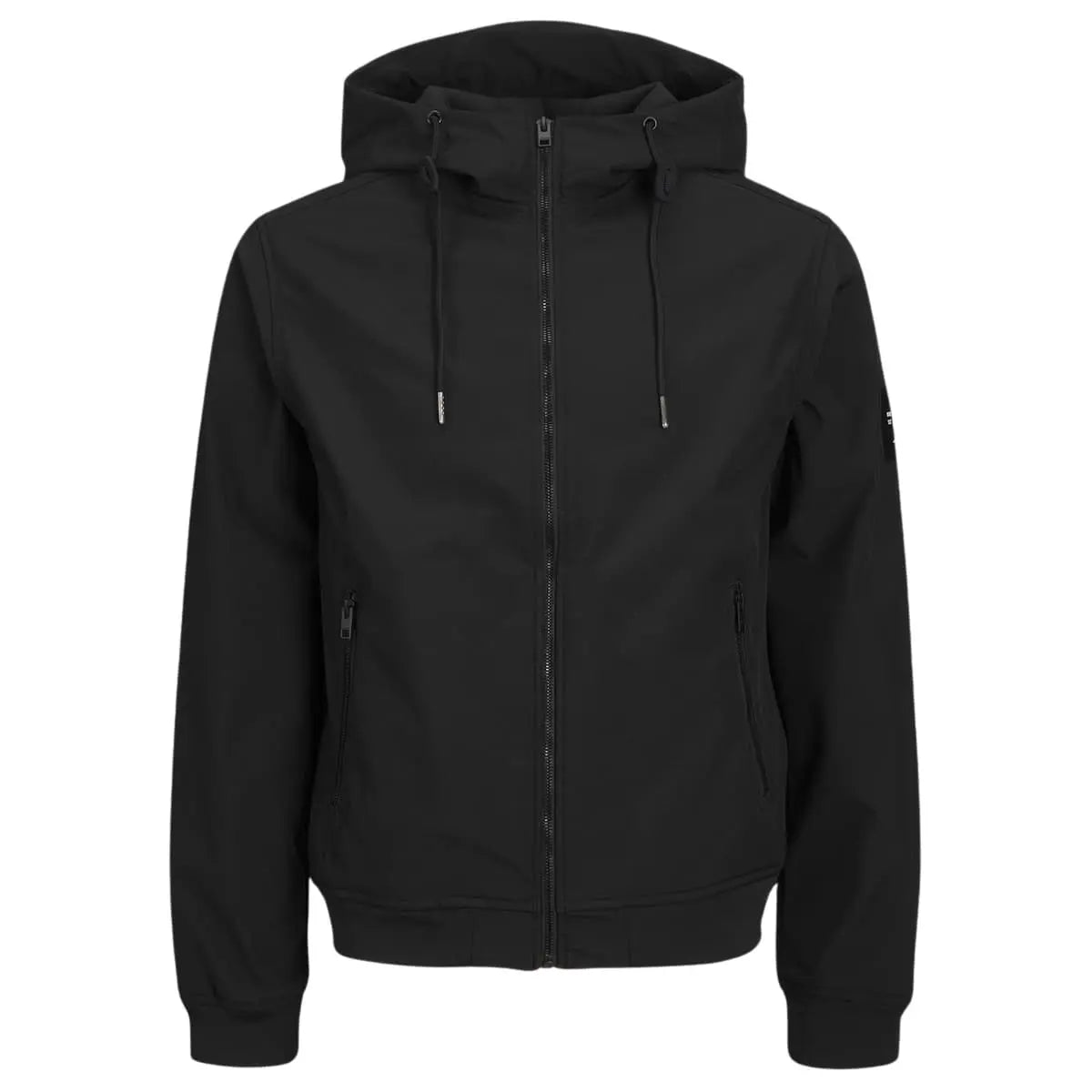 Velká pánská softshellová bunda Jack &amp; Jones s kapucí 12236331 černá