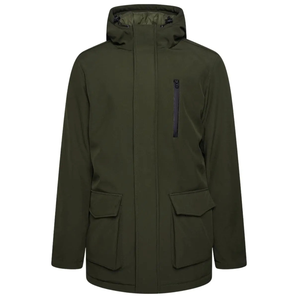 Velká teplá pánská softshellová bunda s kapucí Kam KV144 khaki