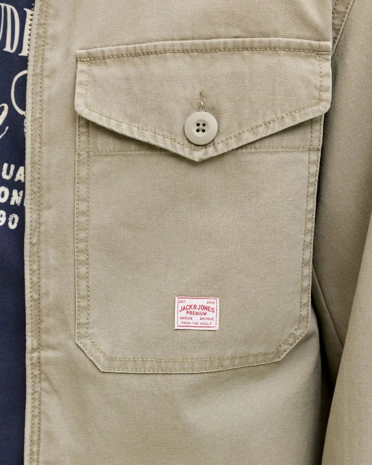 Duża męska lekka kurtka przejściowa z kołnierzykiem Jack &amp; Jones 12294853 khaki