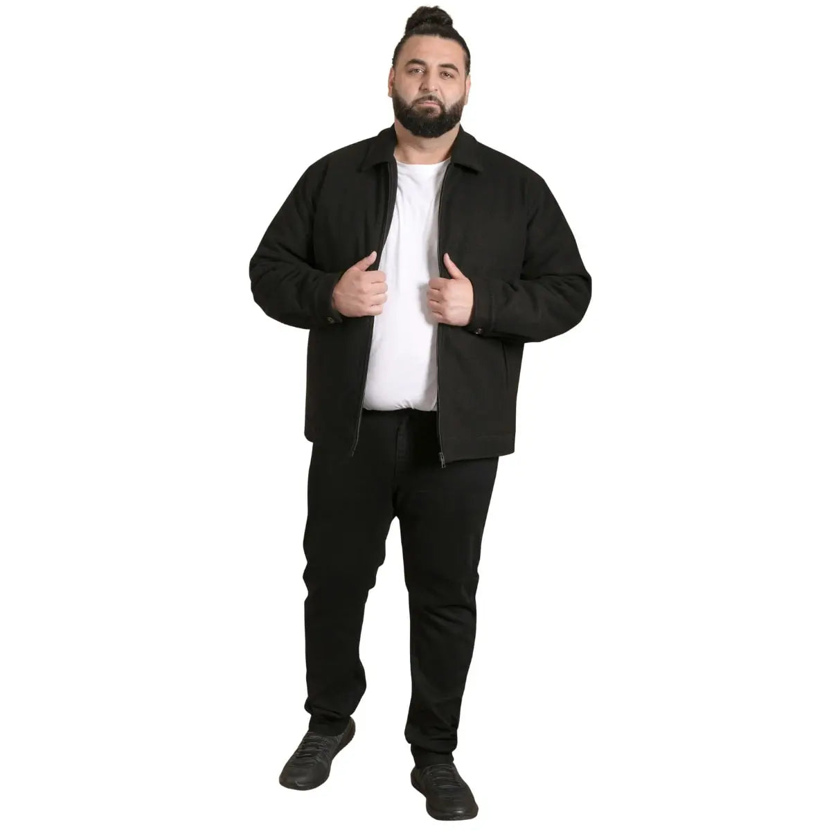 Velká pánská bunda krátký kabát s límečkem Duke Clothing D555 Epsom černá