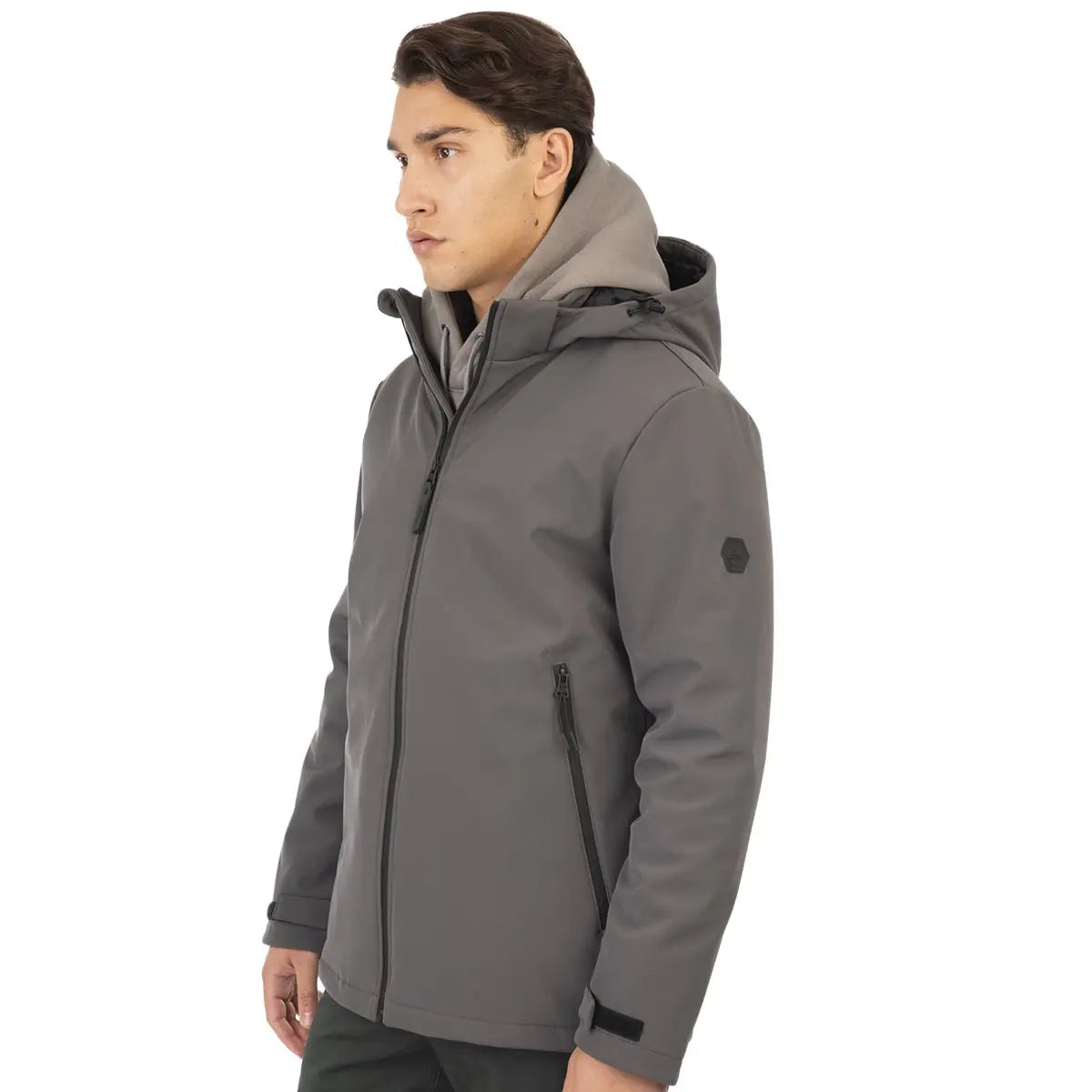 Duża męska kurtka softshell Double Urban Outfitters MJK-2026 ciemnoszara