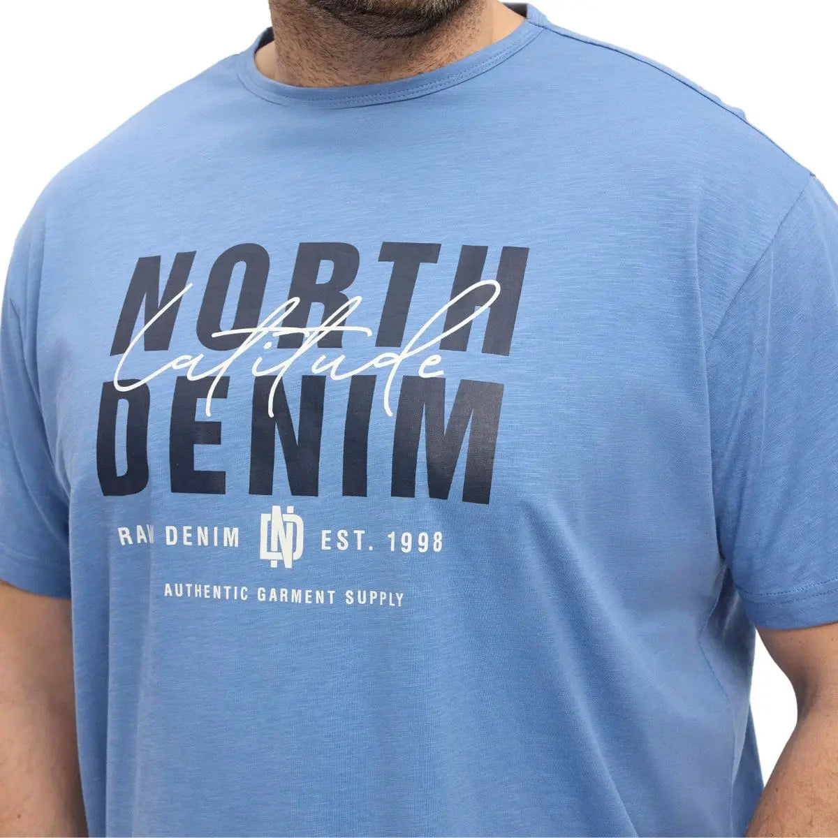 Duży męski t-shirt z nadrukiem koszulka z krótkim rękawem North Latitude 99335-0545 błękitna