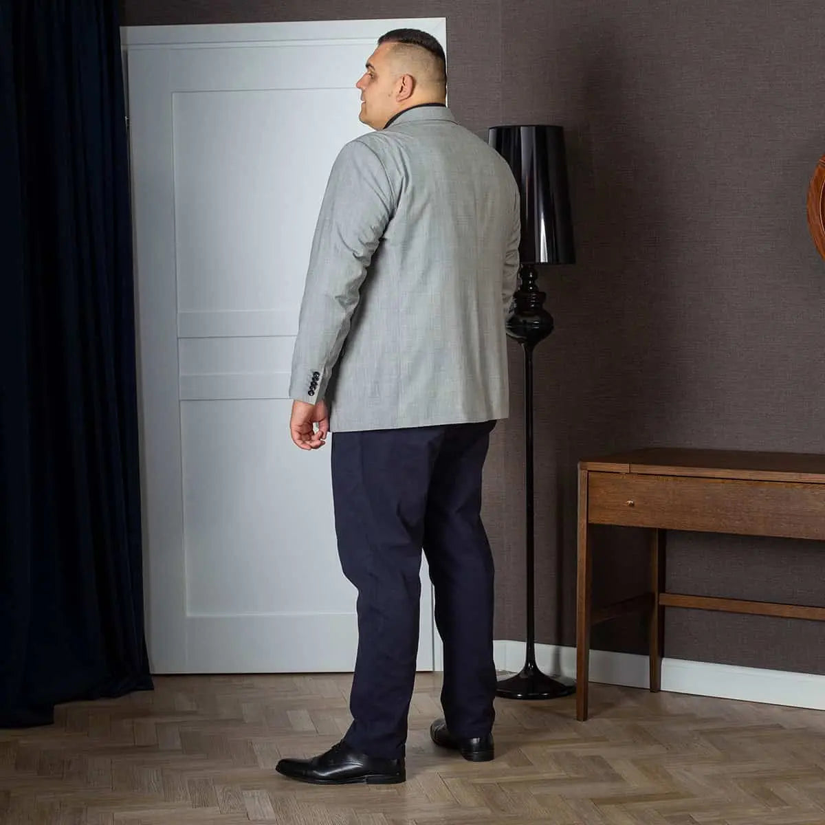 Velké pánské sako s kostkovaným vzorem DL 926 Edi světle šedé