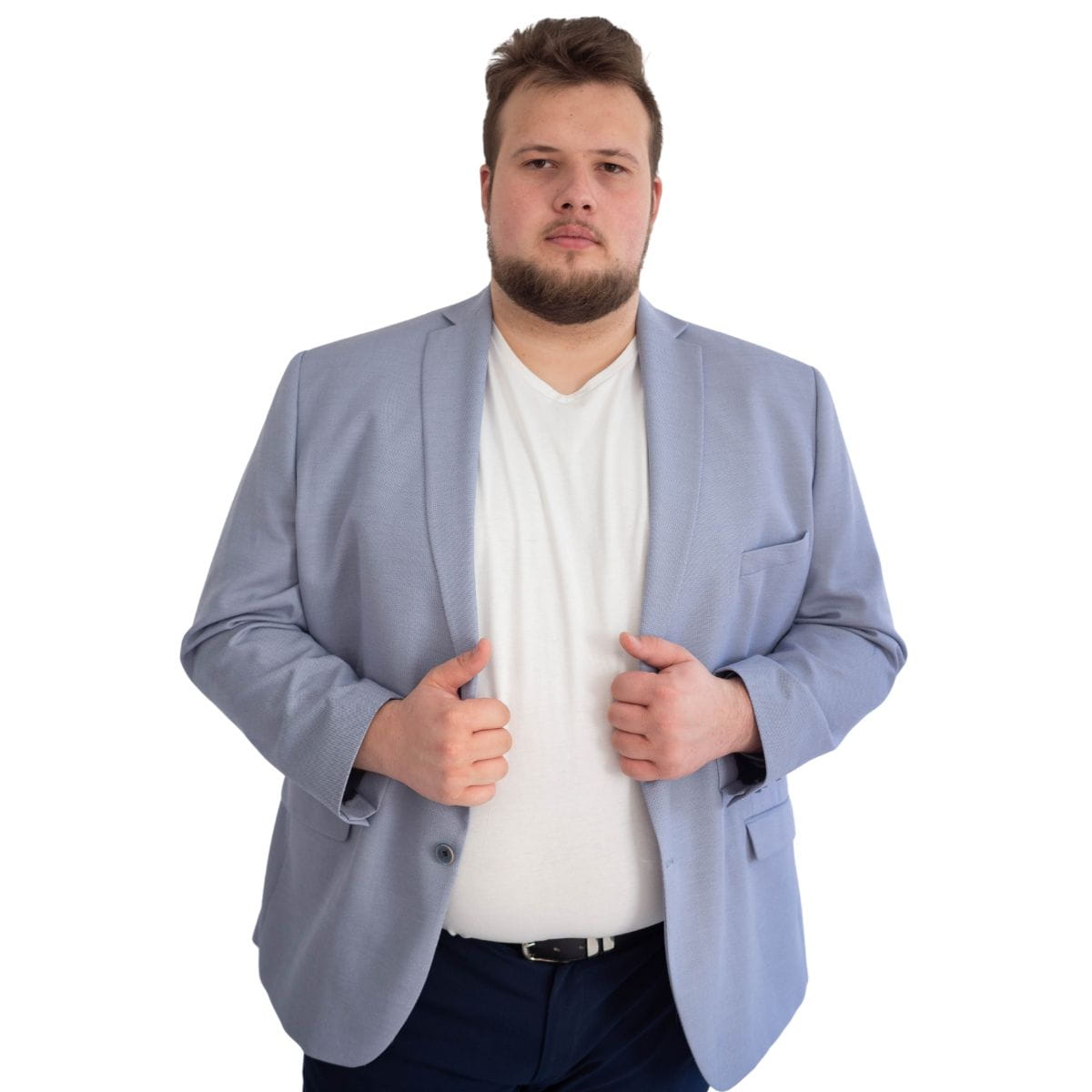 Velké pánské sako s mikrovzorem nadměrná velikost Kůň Edmund 954 modré