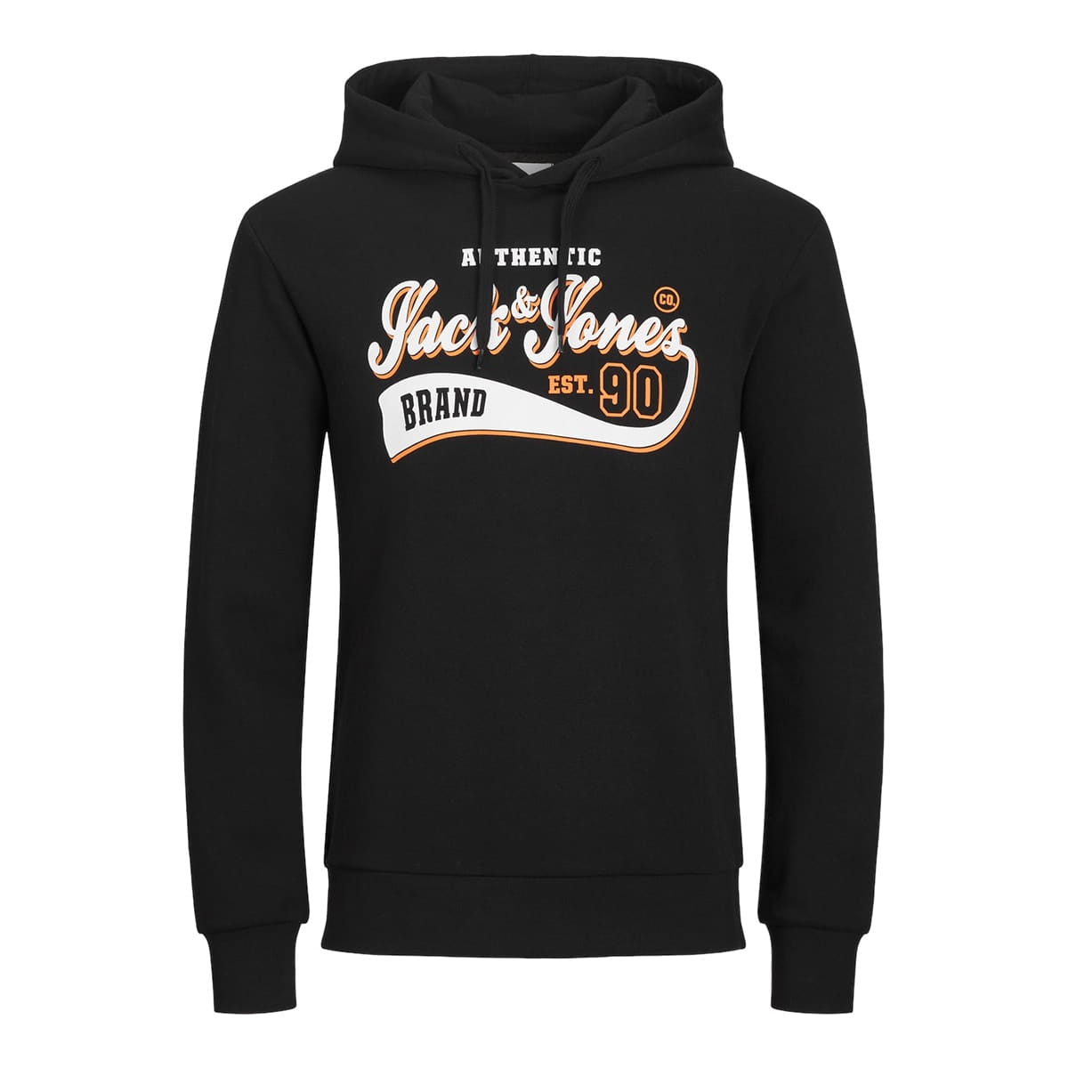 Pánská velká mikina přes hlavu s kapucí Jack &amp; Jones s nápisem 12236803 černá