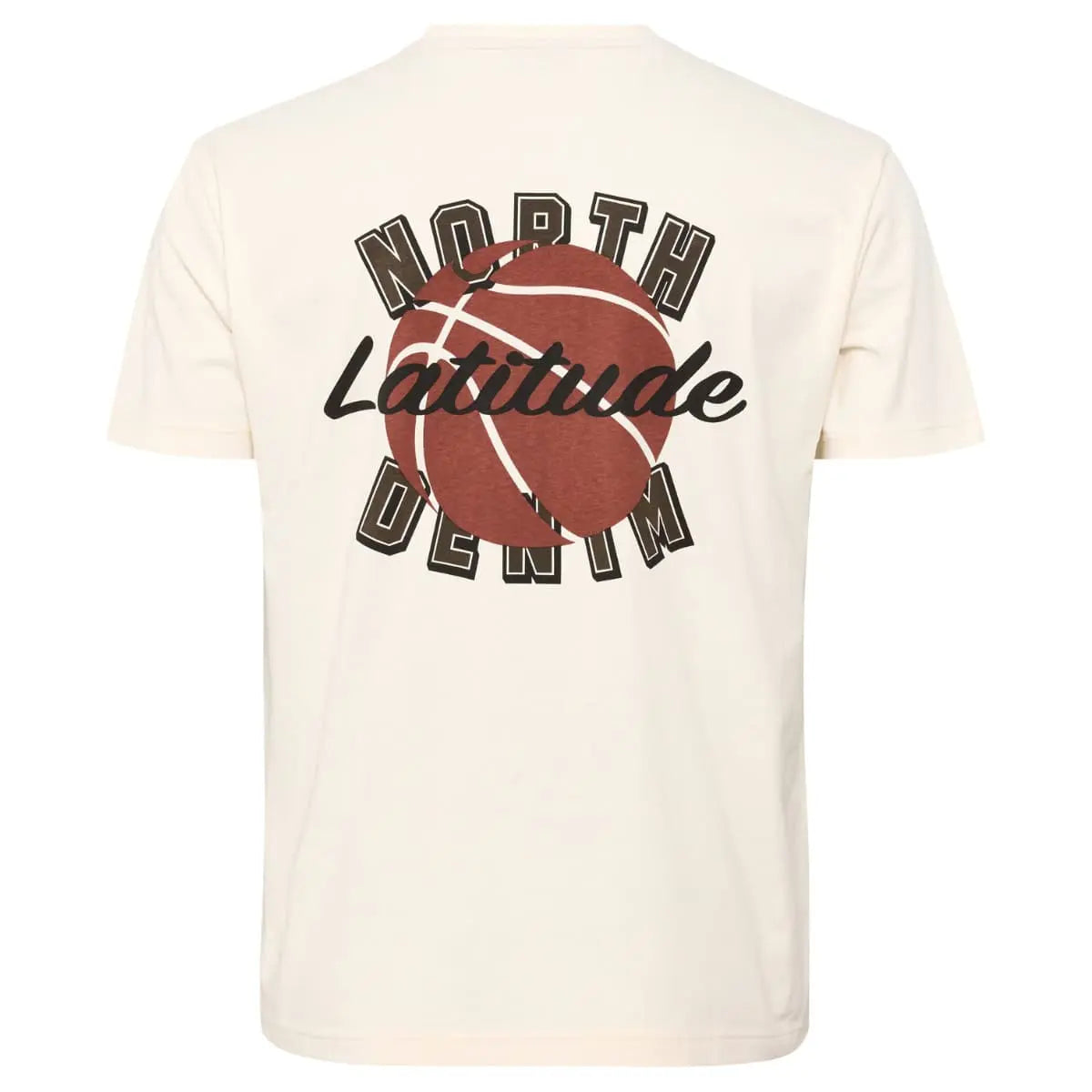 Duży męski t-shirt z nadrukiem na plecach koszulka z krótkim rękawem North Latitude 53331-0001 kremowa