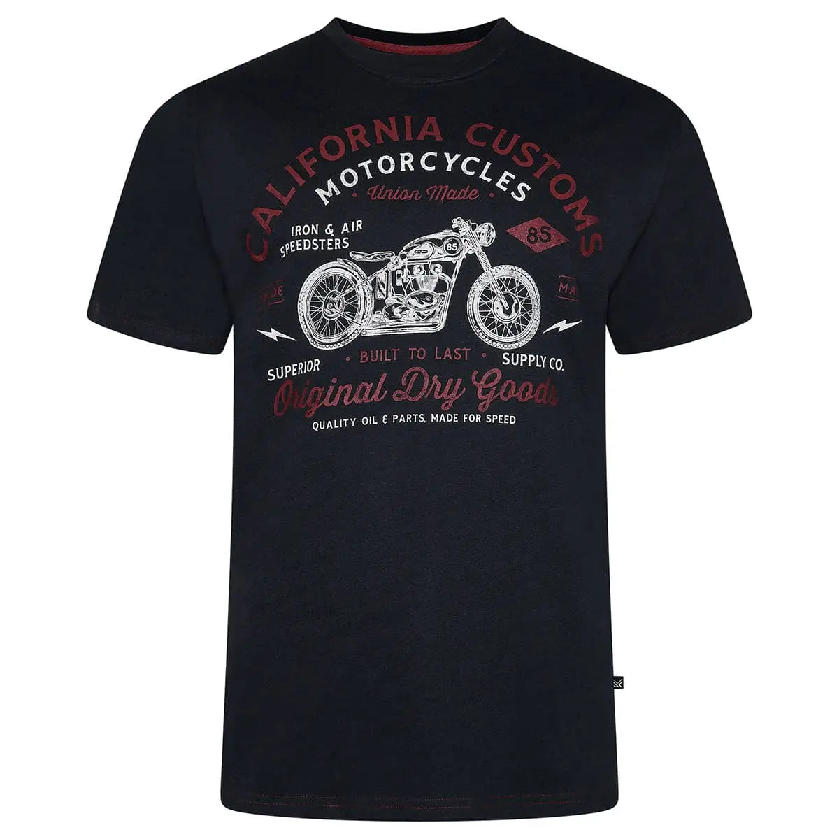 Duży męski t-shirt z nadrukiem motoru koszulka Kam 5787 czarna