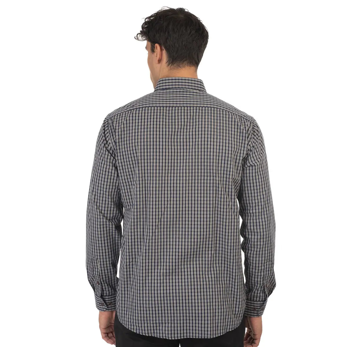 Duża męska koszula w kratę długi rękaw Double Urban Outfitters GS-5022 CC52 granatowo-beżowa