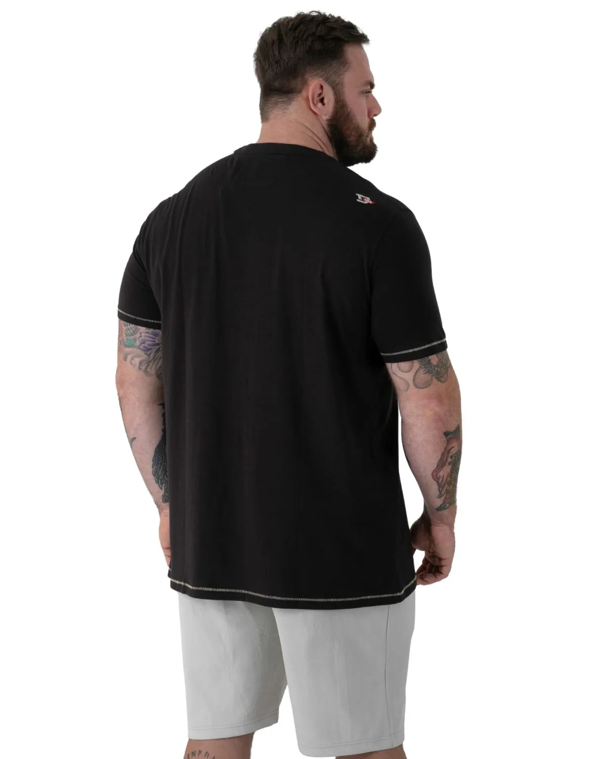 Duży męski t-shirt z nadrukiem goryla z gitarą Macfarlan Duke D555 czarny