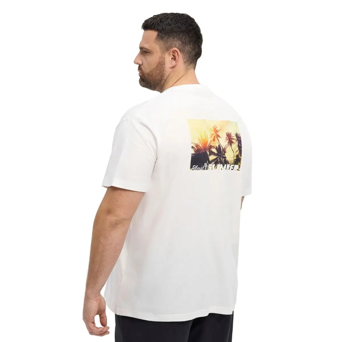 Duży męski T-shirt print na plecach koszulka z krótkim rękawem North Latitude 51320-0000 biała