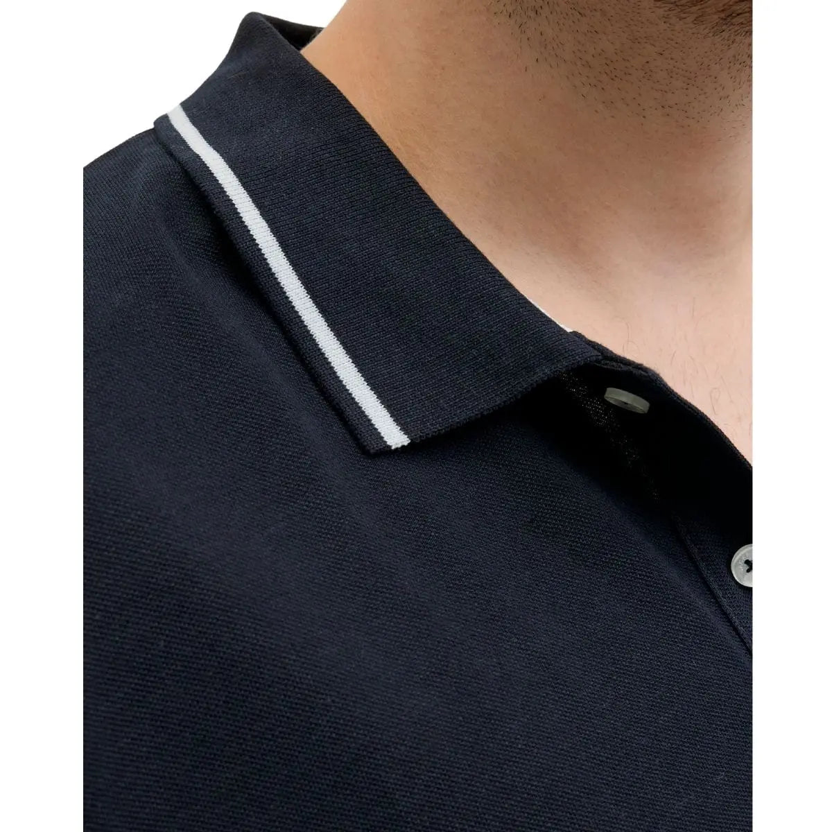 Duża męska polówka koszulka z kołnierzykiem gładka Jack &amp; Jones 12275744  granatowa