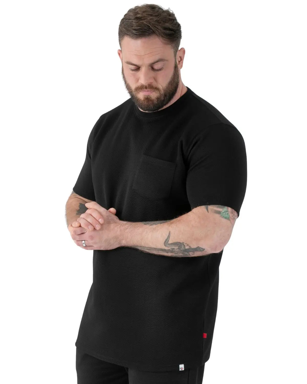 Duża męska koszulka ze streczem t-shirt krótki rękaw Duke D555 Chattan czarny