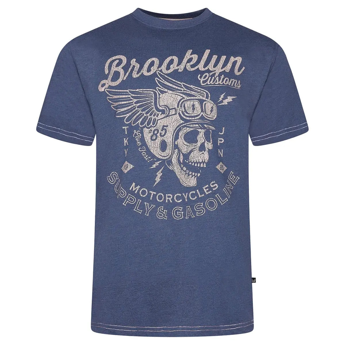 Duży męski t-shirt koszulka z nadrukiem Brooklyn Kam 5788 ciemnoniebieska