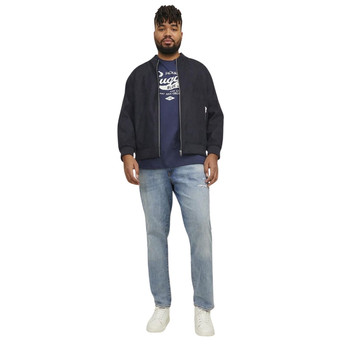 Duża męska kurtka bomberka zamszowa Jack &amp; Jones 12243516 czarna