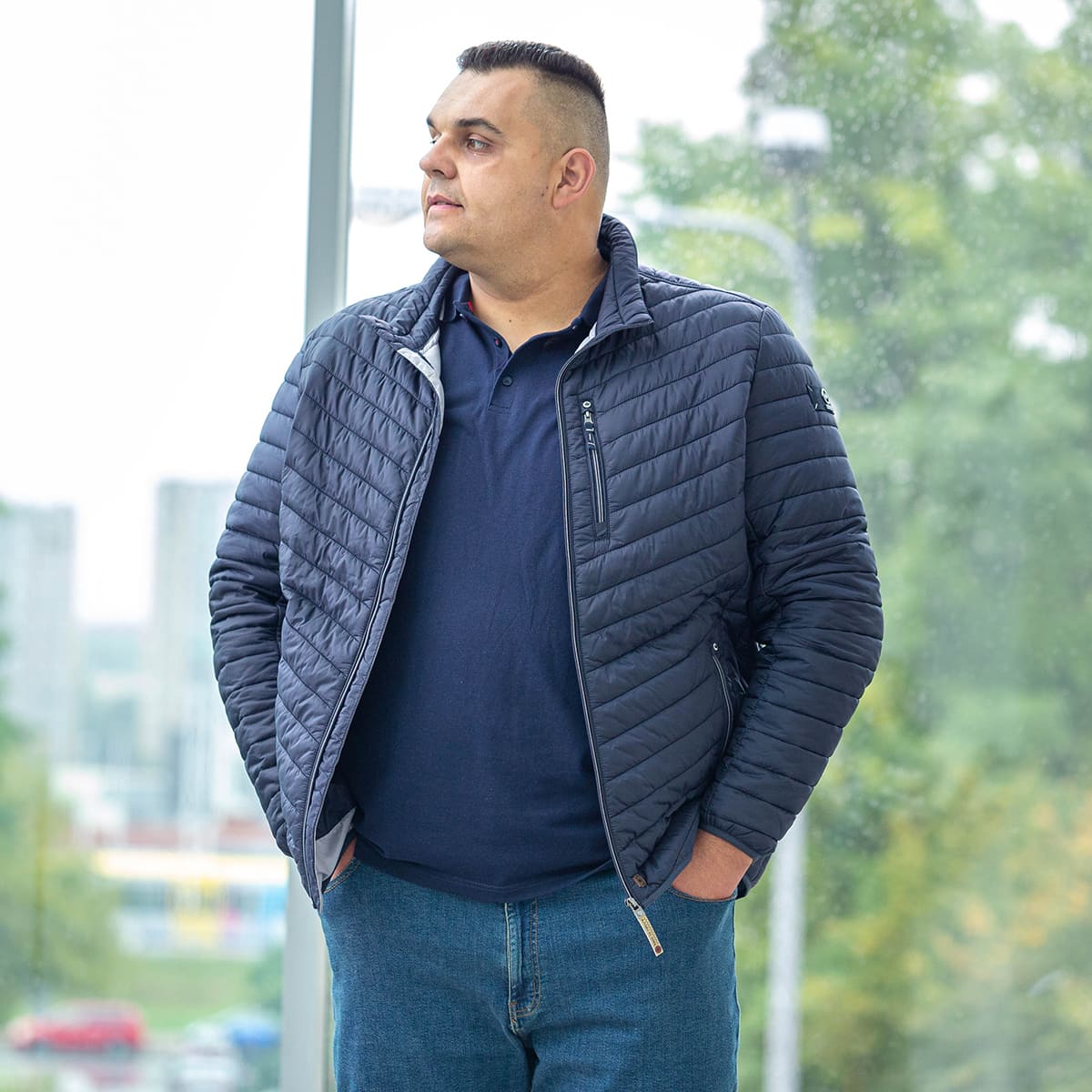 Pánská velká lehká celoroční bunda Redpoint Walker námořnická modrá