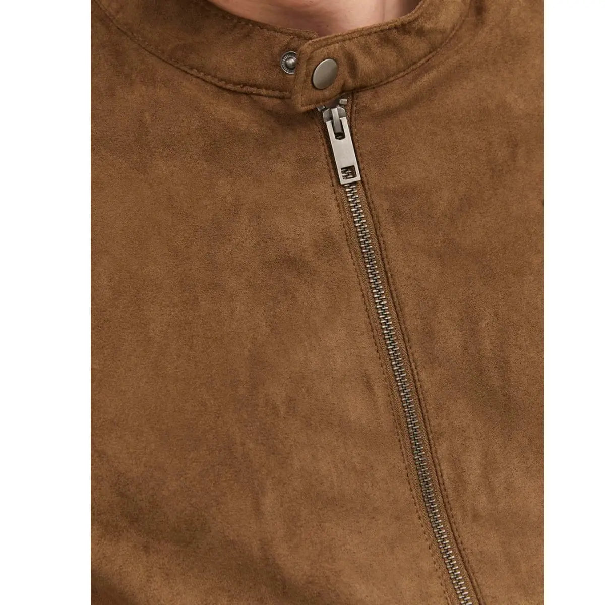Velká pánská semišová bunda Jack &amp; Jones 12230055 hnědá s kapsami na zip