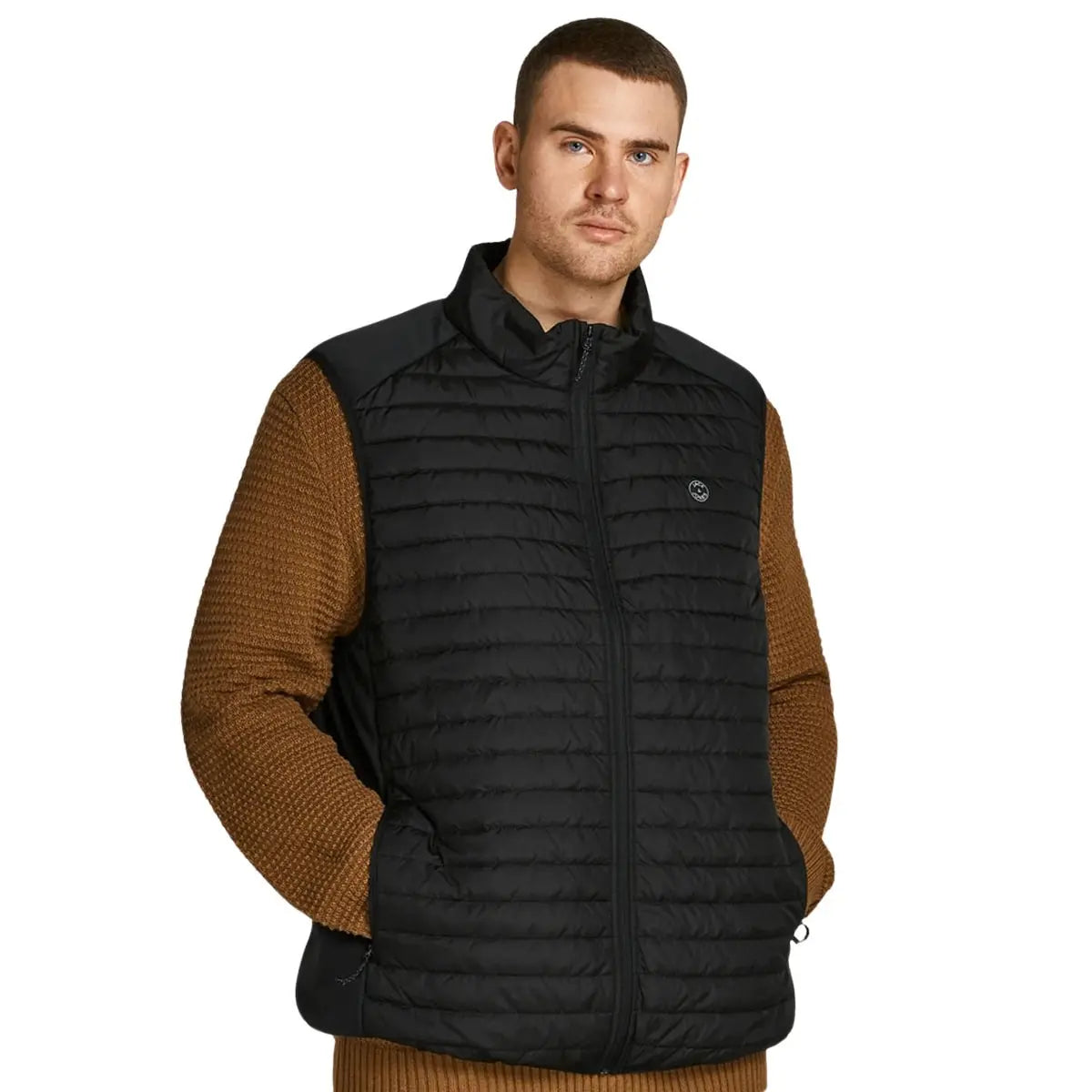 Velký pánský bezrukávníkový svetr se stojáčkem Jack &amp; Jones 12205347 černý