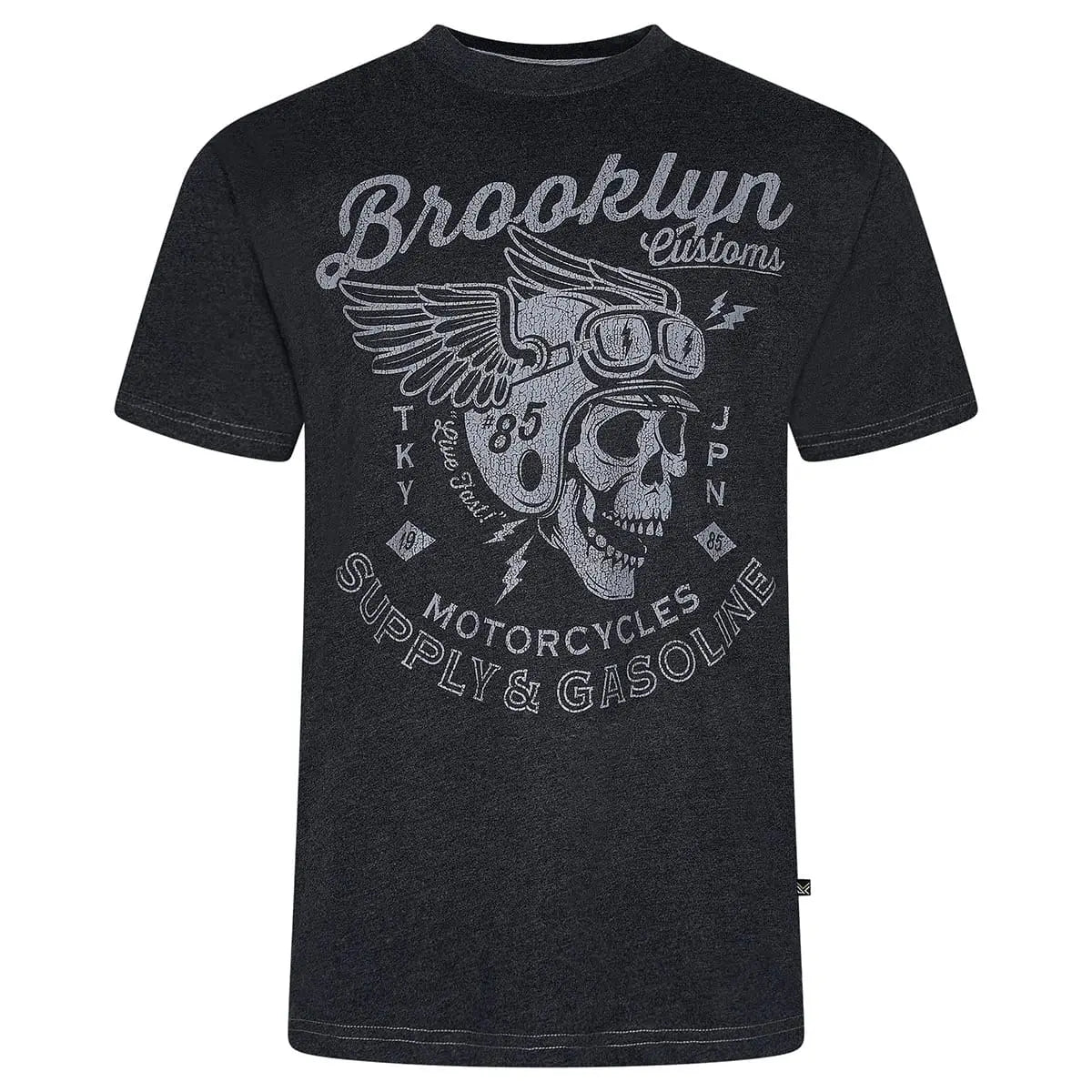 Duży męski t-shirt koszulka z nadrukiem Brooklyn Kam 5788 czarna