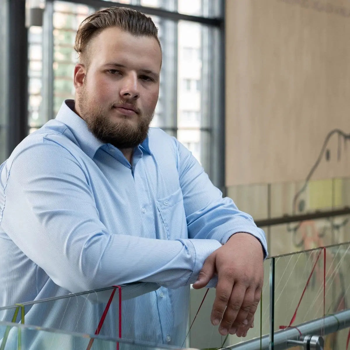 Velká pánská pruhovaná košile s dlouhým rukávem Casa Moda 334098000-100 světle modrá