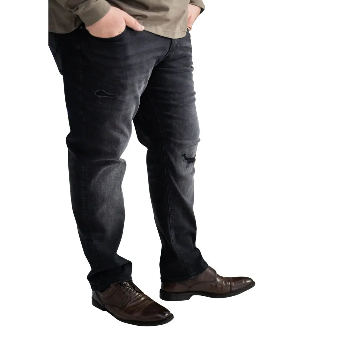 Duże męskie spodnie jeansowe z przetarciami Jack &amp; Jones 12265147 czarne