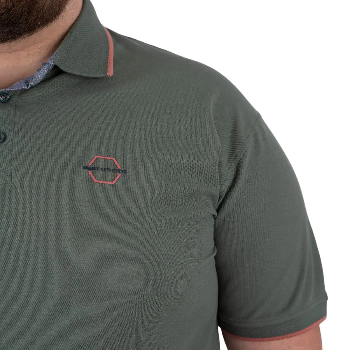 Velké pánské polo tričko a ozdobným límcem Double PS-3045 zelená