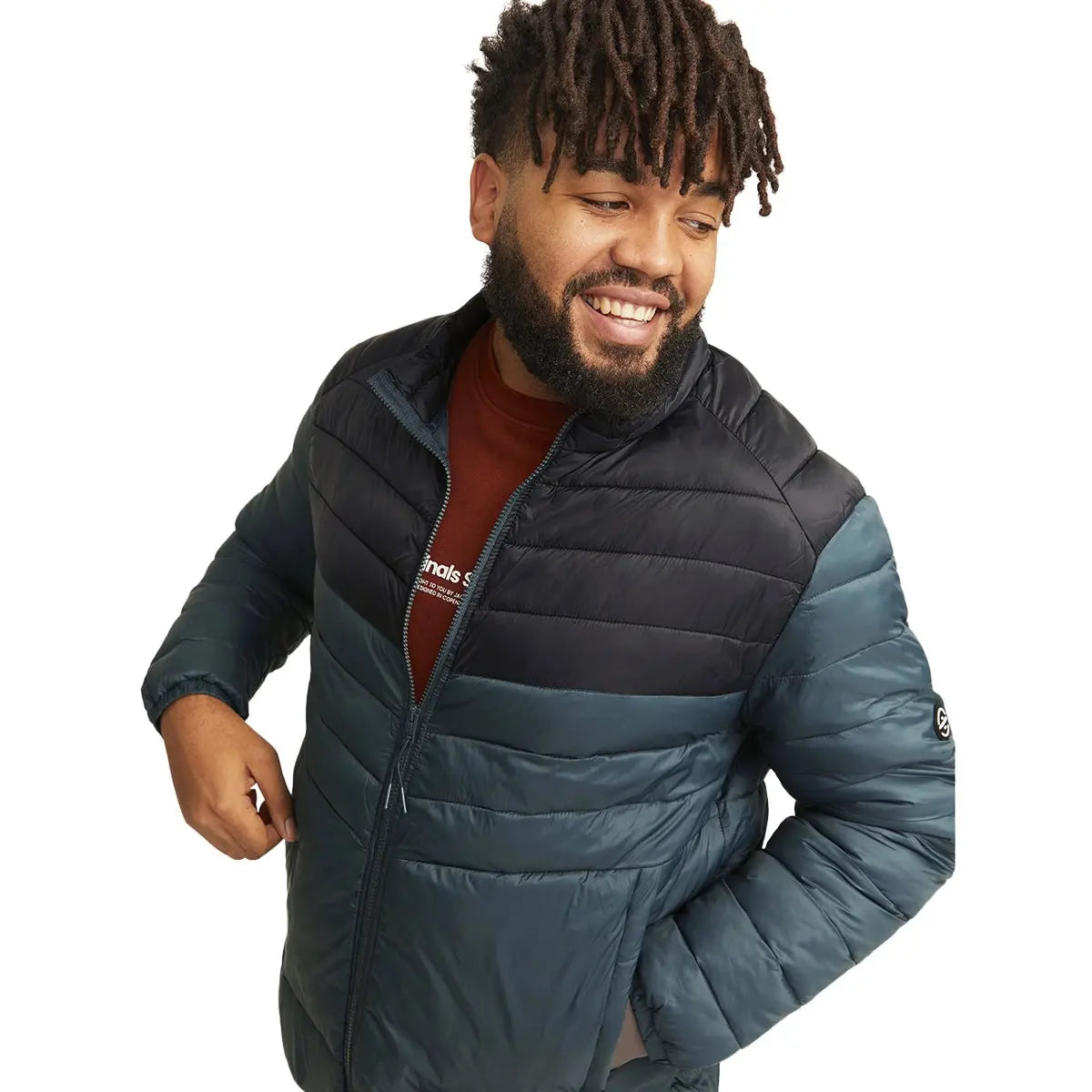 Duża męska kurtka jesienno-zimowa ze stójką Jack &amp; Jones 12259005 morska