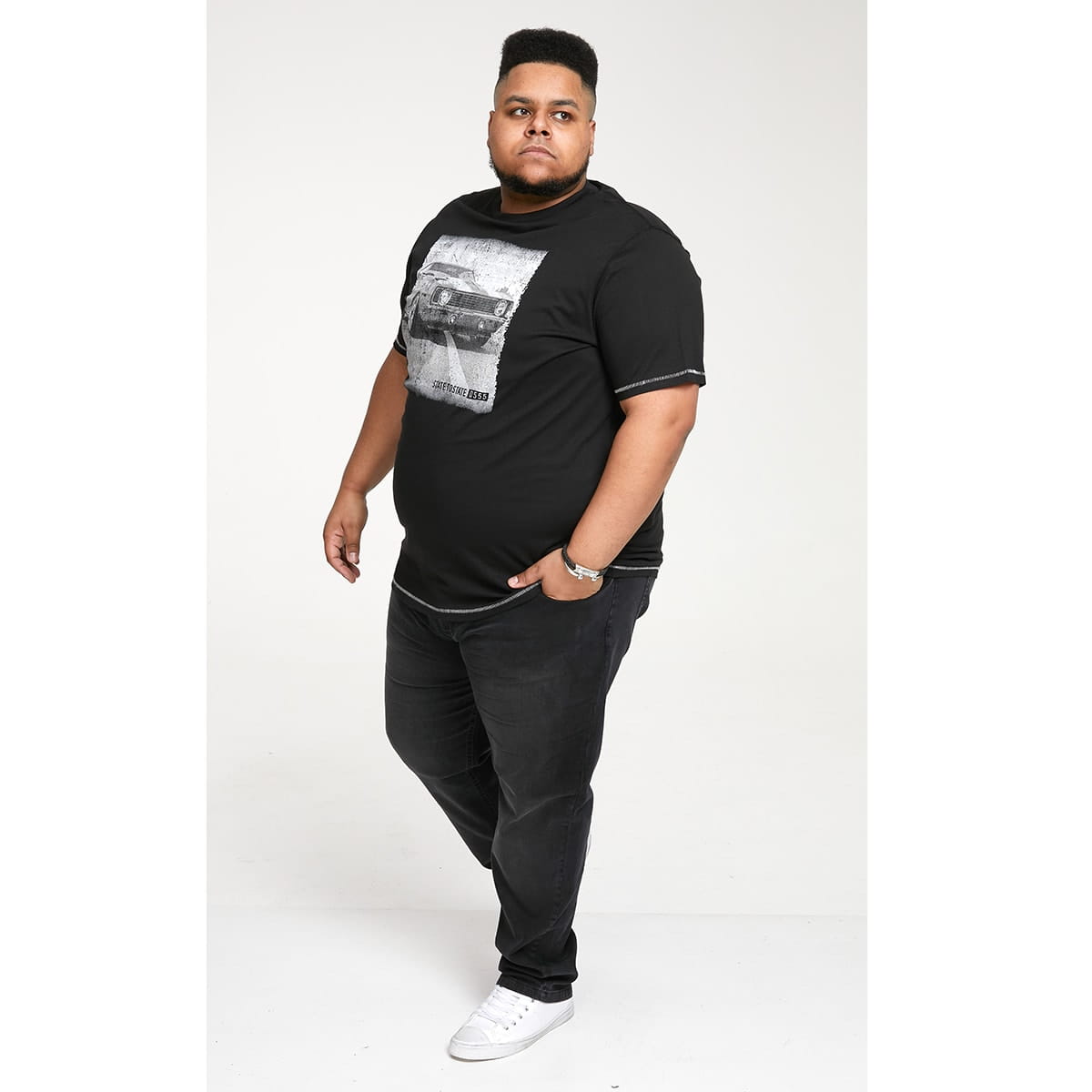 Tričko Tall man (TALL) s potiskem auta Duke D555 Kenton černá