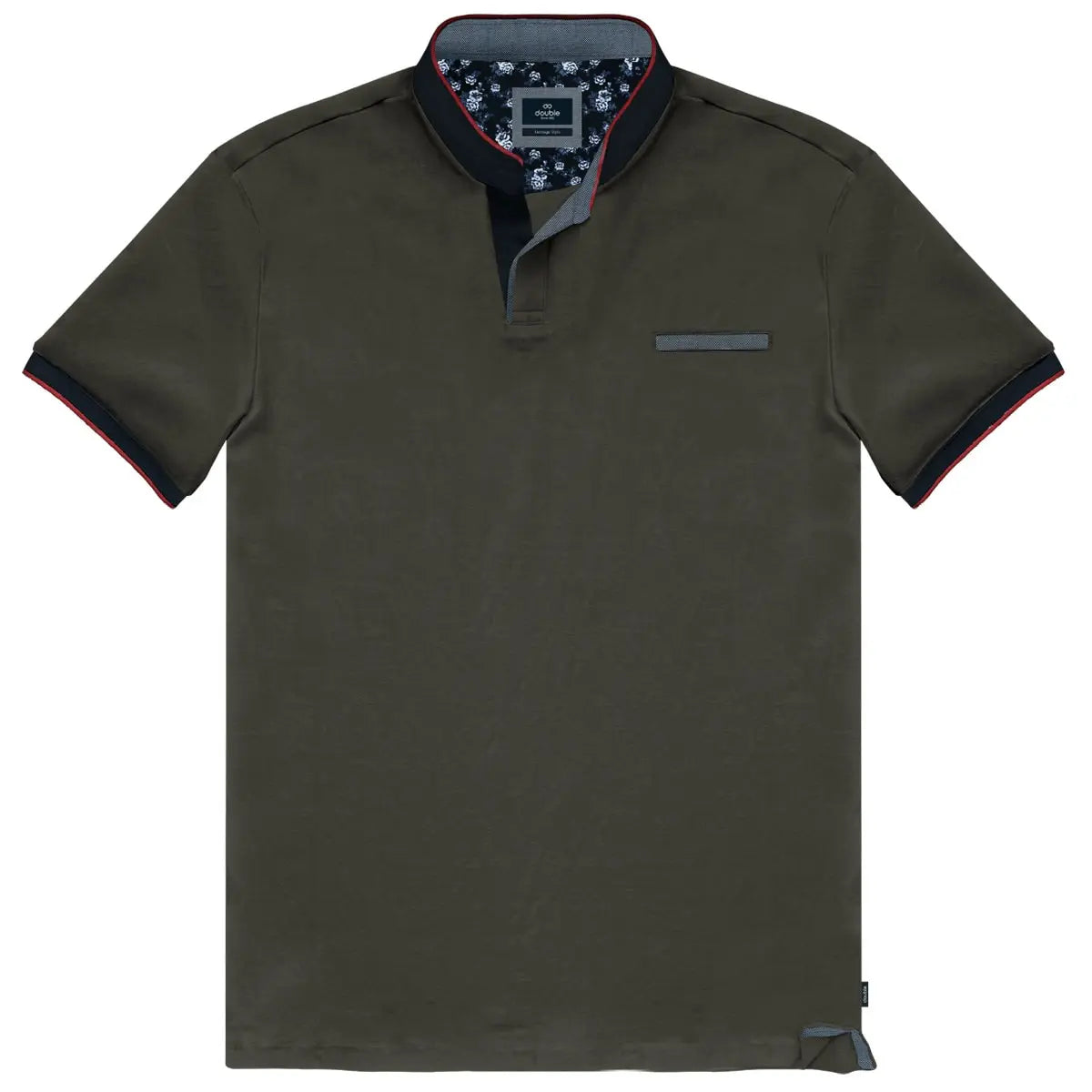 Duża męska koszulka ze stójką polówka Double Urban Outfitters PS-3047 khaki