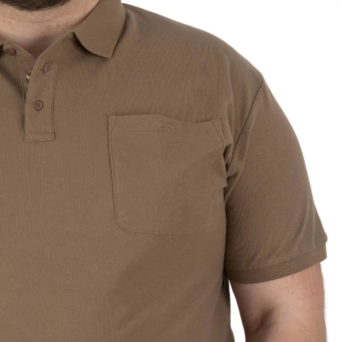 Duża męska koszulka polo gładka Double PS-3031 jasnobrązowa