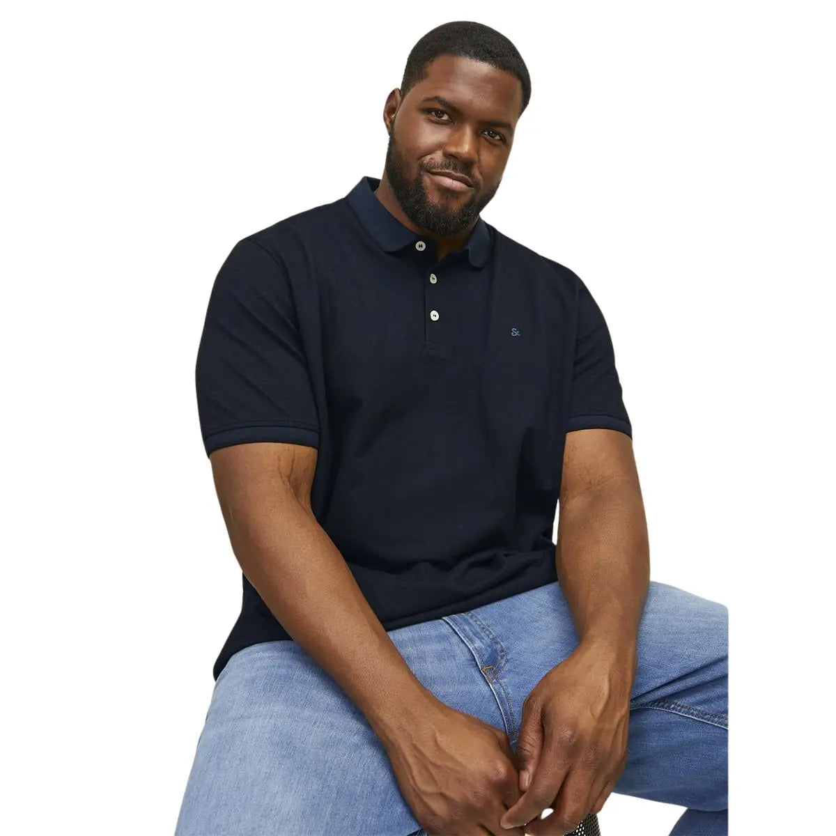 Pánské velké polo tričko s límečkem Jack &amp; Jones 12143859 tmavě modrá
