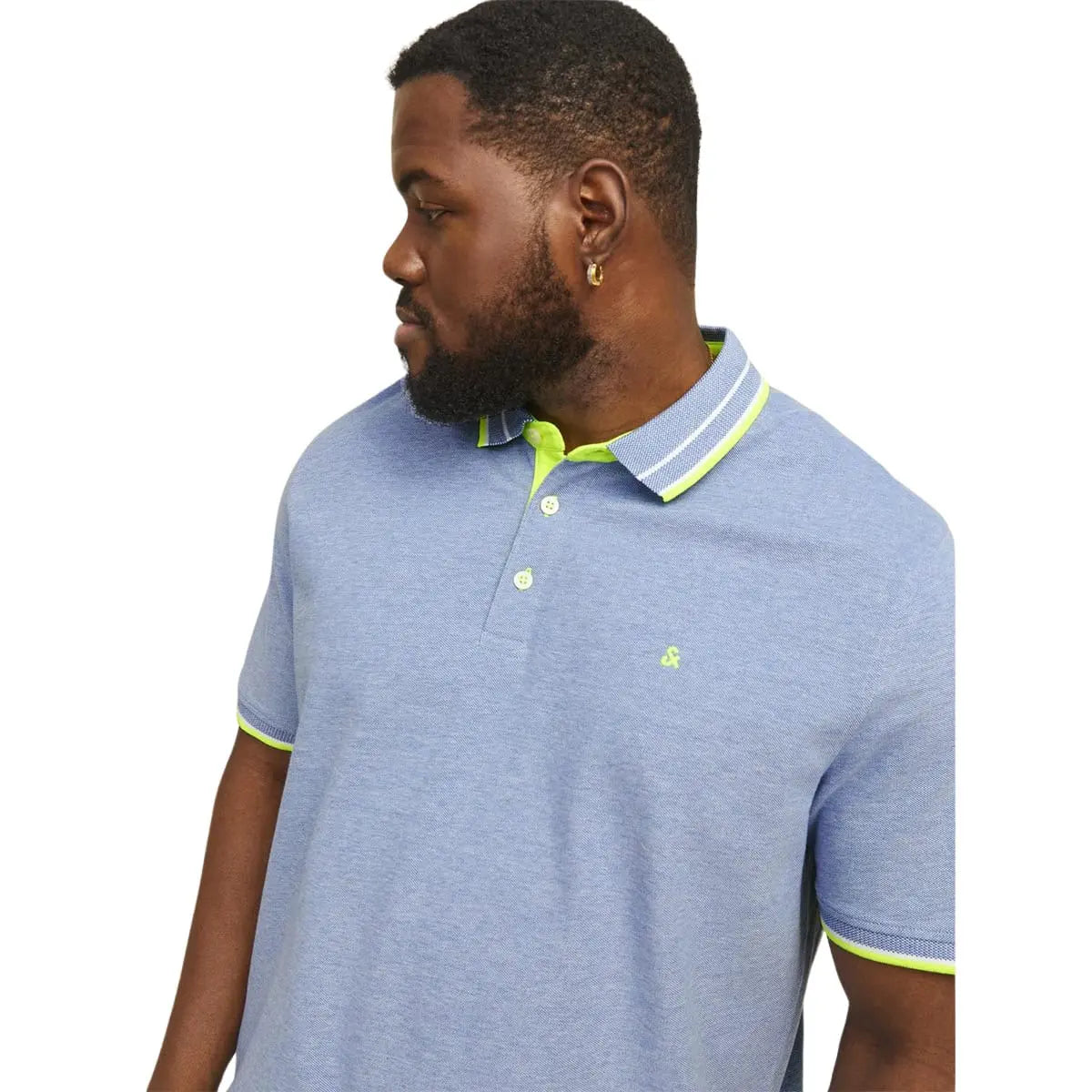 Duża męska polówka koszulka z kołnierzykiem Jack &amp; Jones 12143859 błękitna neon