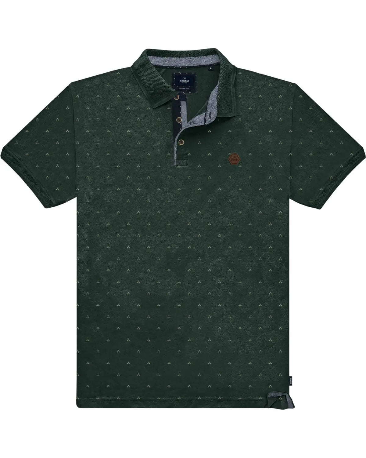 Duża męska koszulka polo delikatny wzór Double Urban Outfitters PS-3081 ciemnozielona