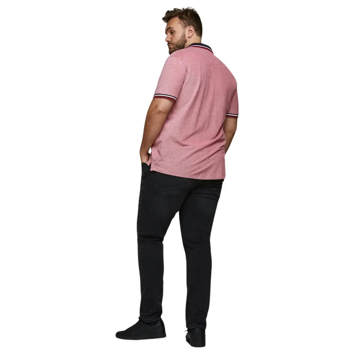 Duża męska polówka koszulka z kołnierzykiem Jack &amp; Jones 12143859 czerwona