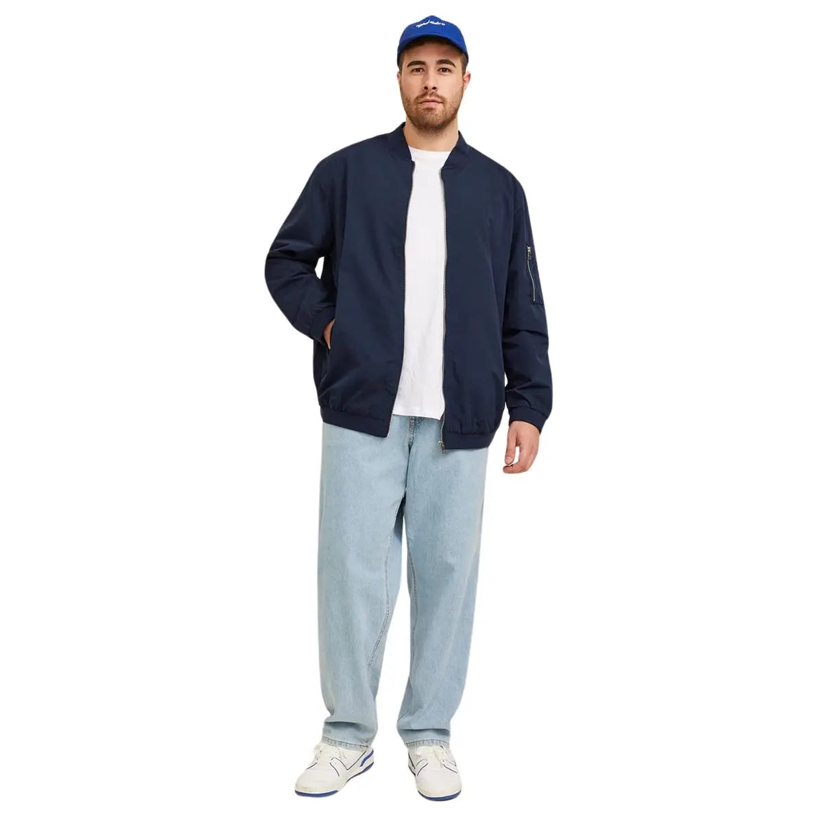 Velká pánská přechodová bomber bunda Jack &amp; Jones 12173990 tmavě modrá