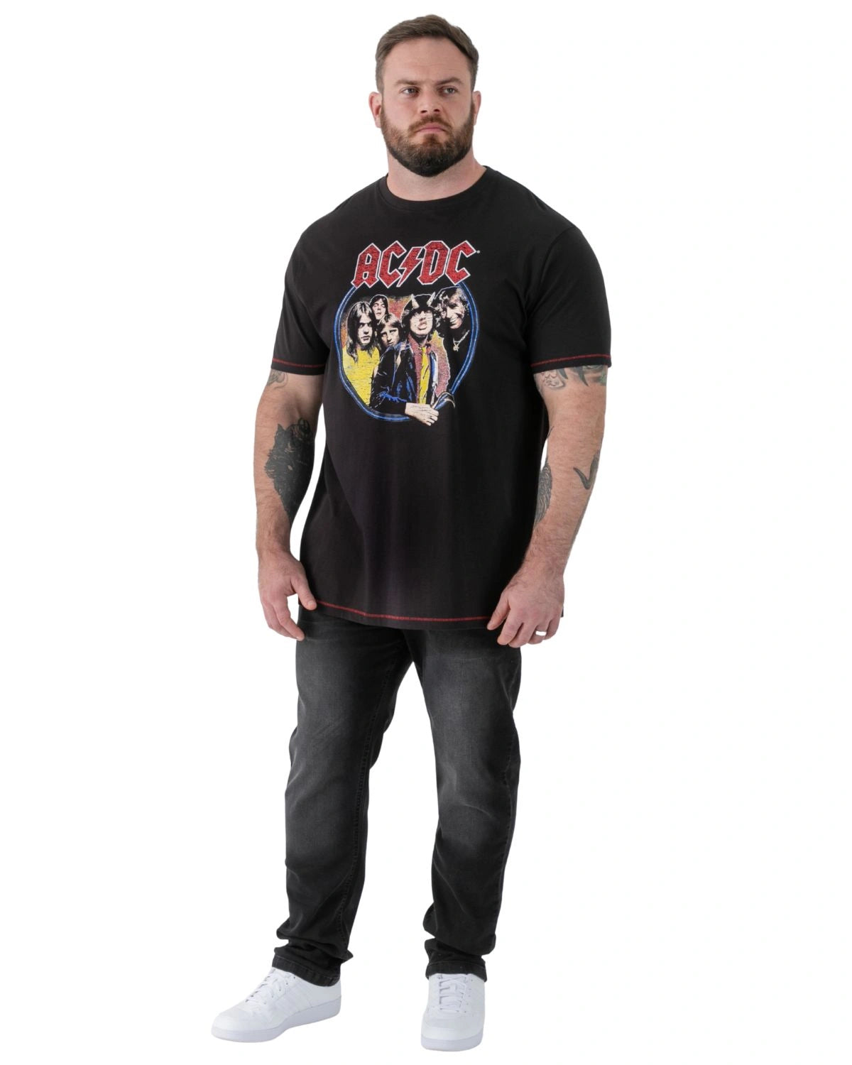 Duży męski t-shirt z nadrukiem AC/DC Highway To Hell Hugh Duke D555 czarny