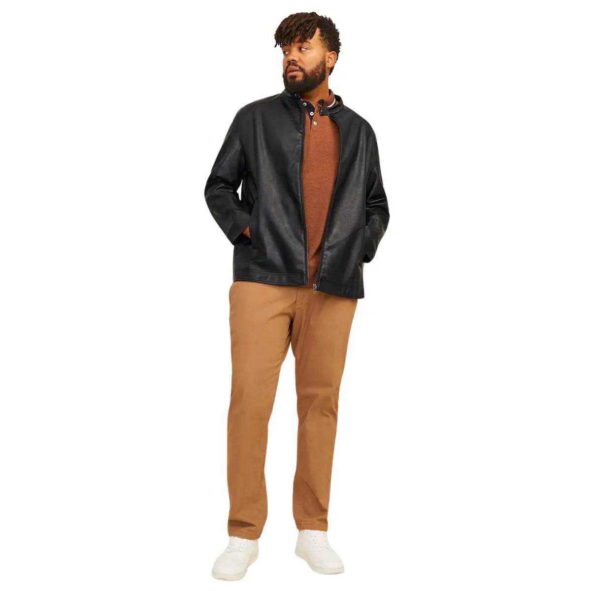 Velká pánská bunda z umělé kůže Jack &amp; Jones 12264095 černá