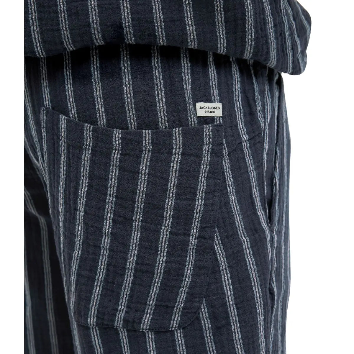 Duże męskie wygodne  lekkie spodenki w paski na gumie Jack &amp; Jones 12279651 granatowe