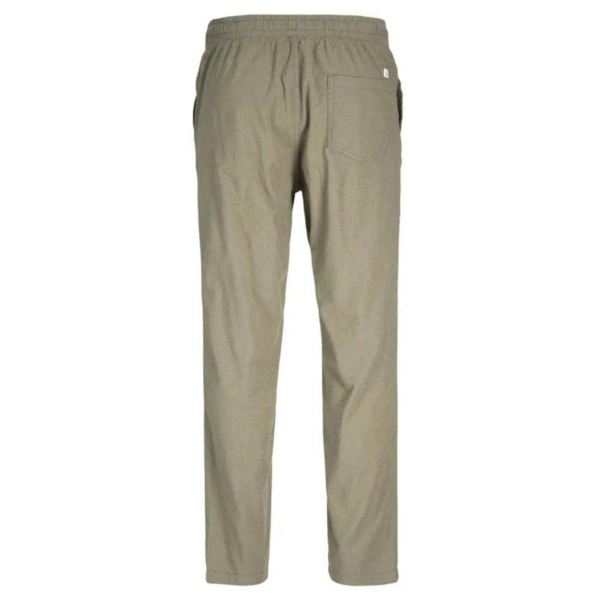 Duże męskie spodnie materialne z lnem,  gumką i sznurkami w pasie Jack &amp; Jones 12239548 khaki
