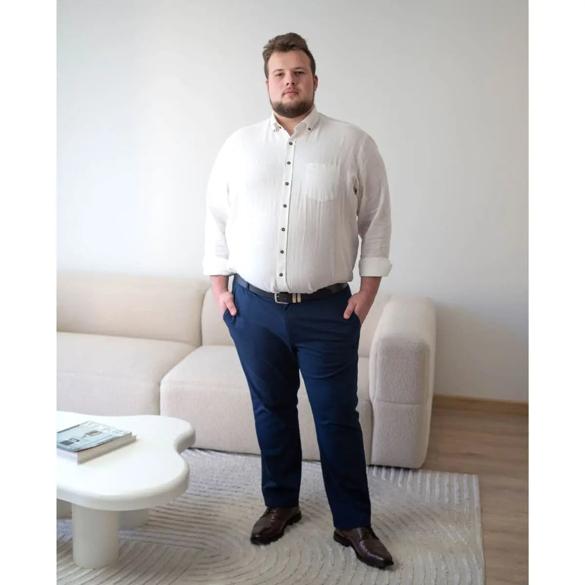 Velké pánské elegantní kalhoty Konik Olek 620 tmavě modré