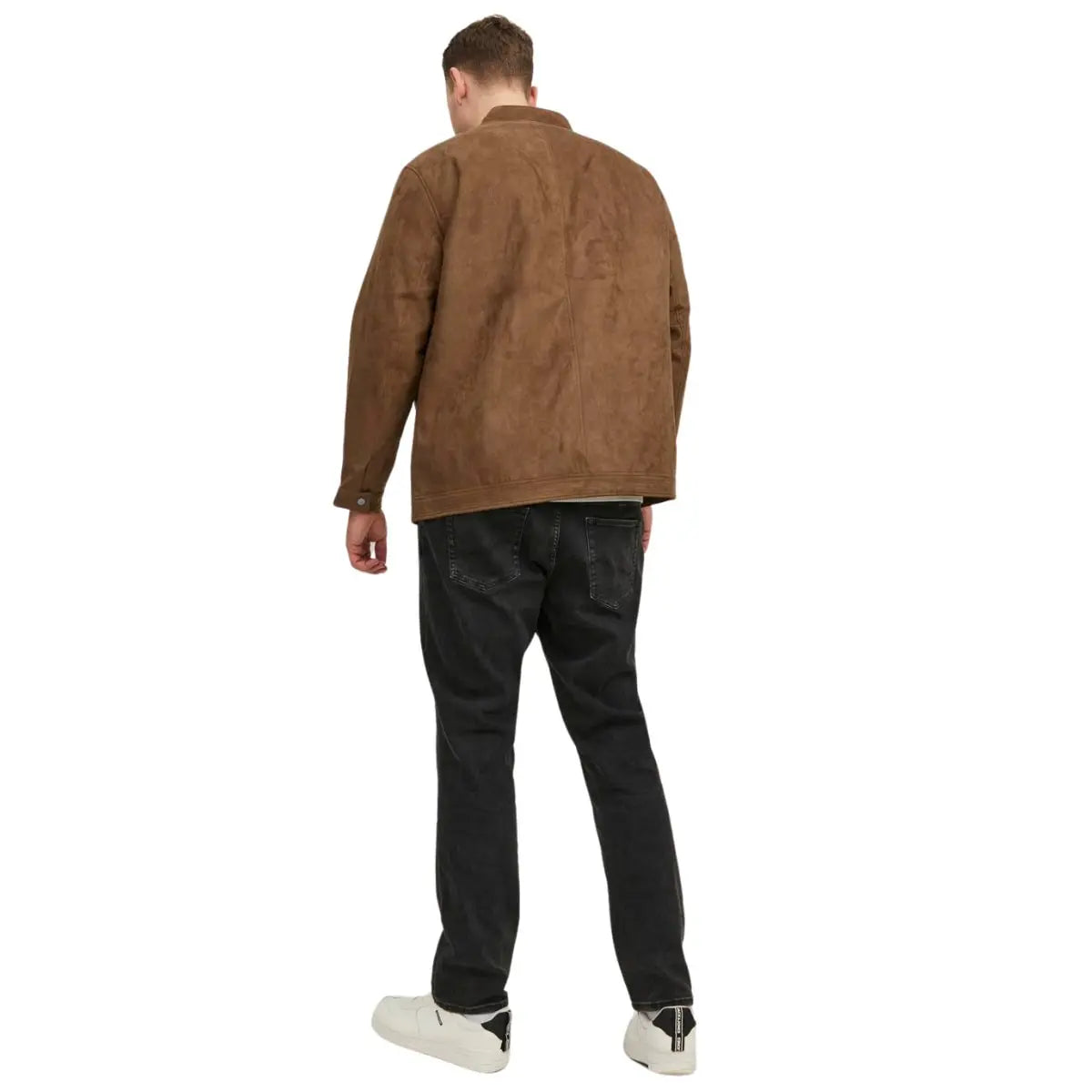 Velká pánská semišová bunda Jack &amp; Jones 12230055 hnědá s kapsami na zip