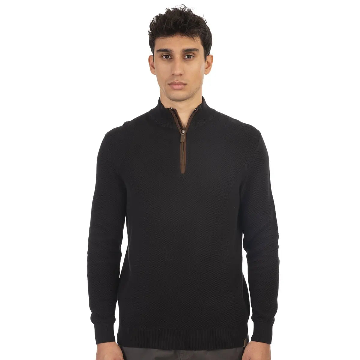Pánský rozepínací svetr se stojáčkem Double Urban Outfitters Knit-8014 černý