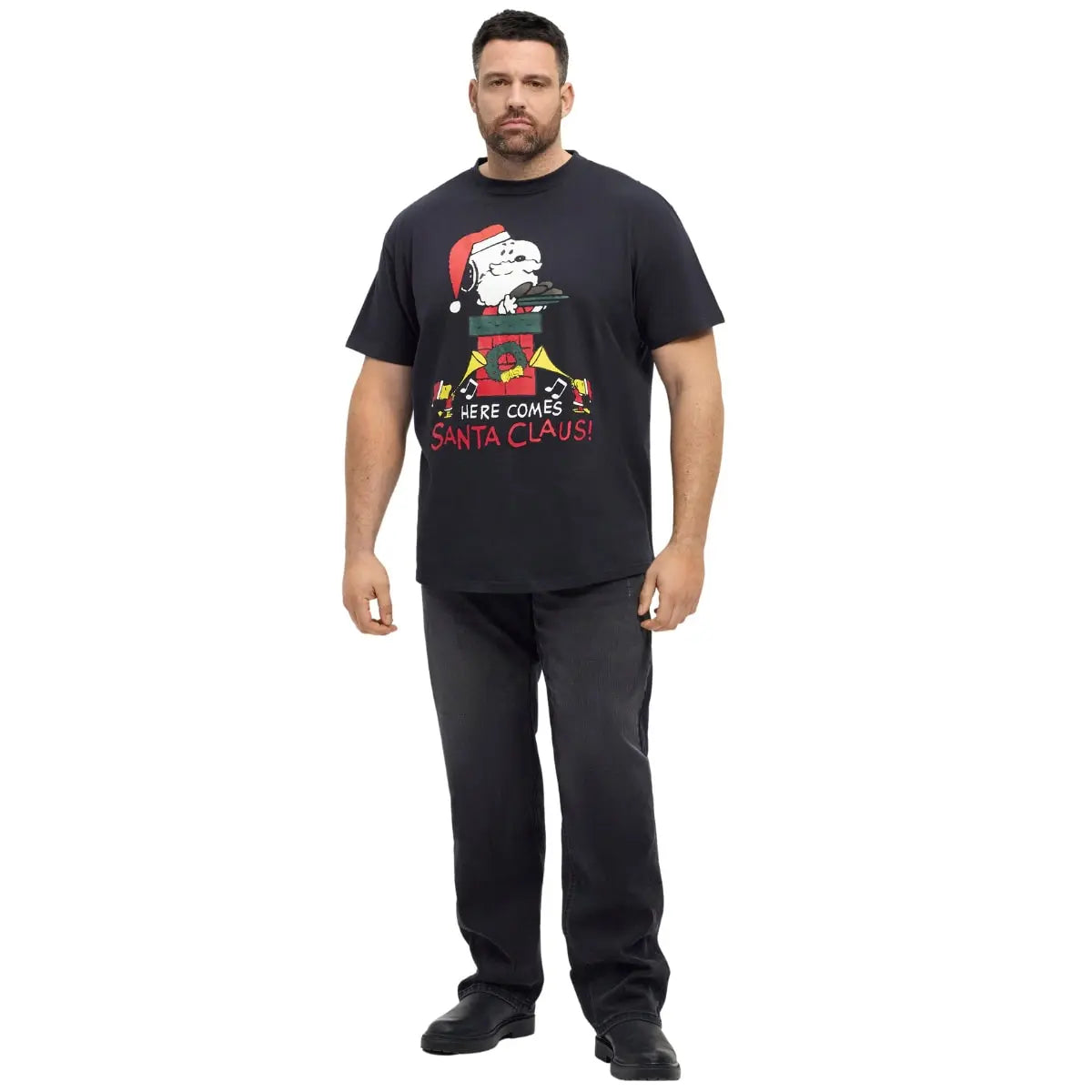 Duży męski t-shirt z efektownym świątecznym nadrukiem koszulka z krótkim rękawem North Latitude 53352-0099 czarna