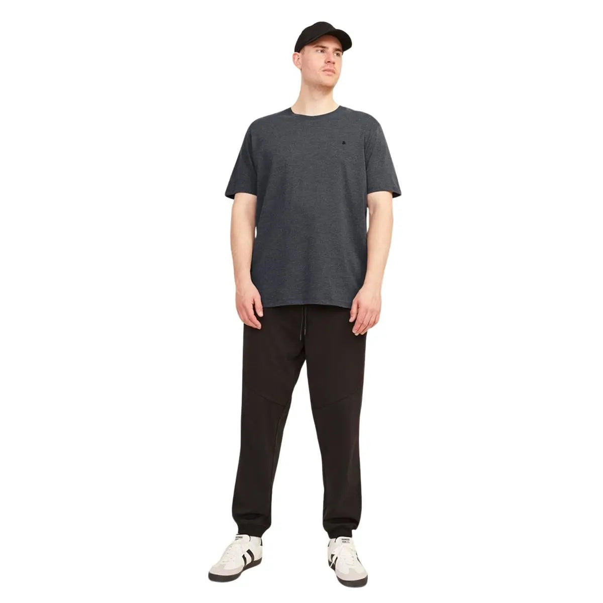 Velké pánské tričko s krátkým rukávem jednobarevné Jack &amp; Jones 12253778 tmavě šedé