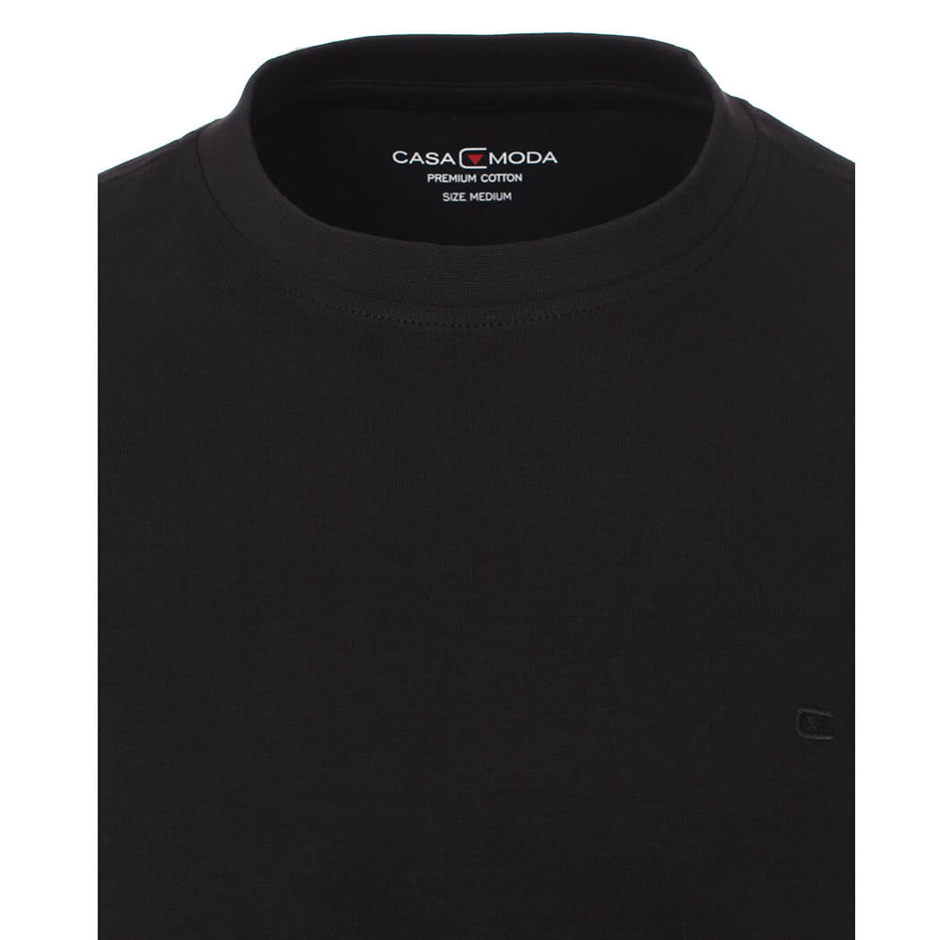 Duże męskie koszulki gładkie t-shirty 2 sztuki Casa Moda 092500-800 czarne