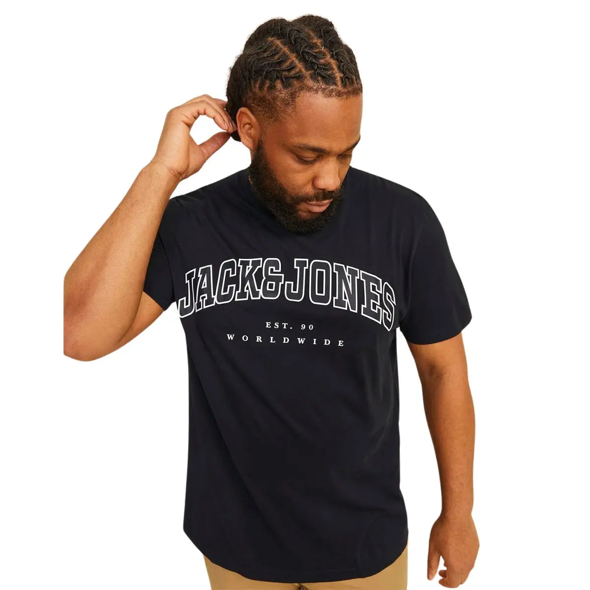 Velké pánské bavlněné tričko s nápisy Jack &amp; Jones 12258871 černé